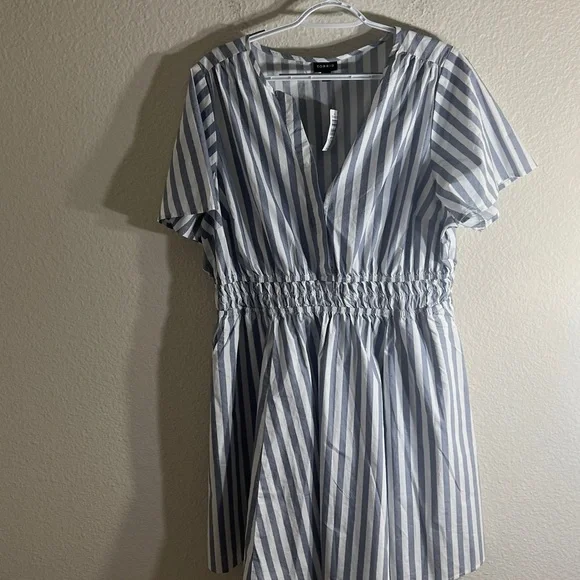 Torrid women’s Sz 1X blue& white Striped Skater Mini Dress summer - Picture 7 of 12